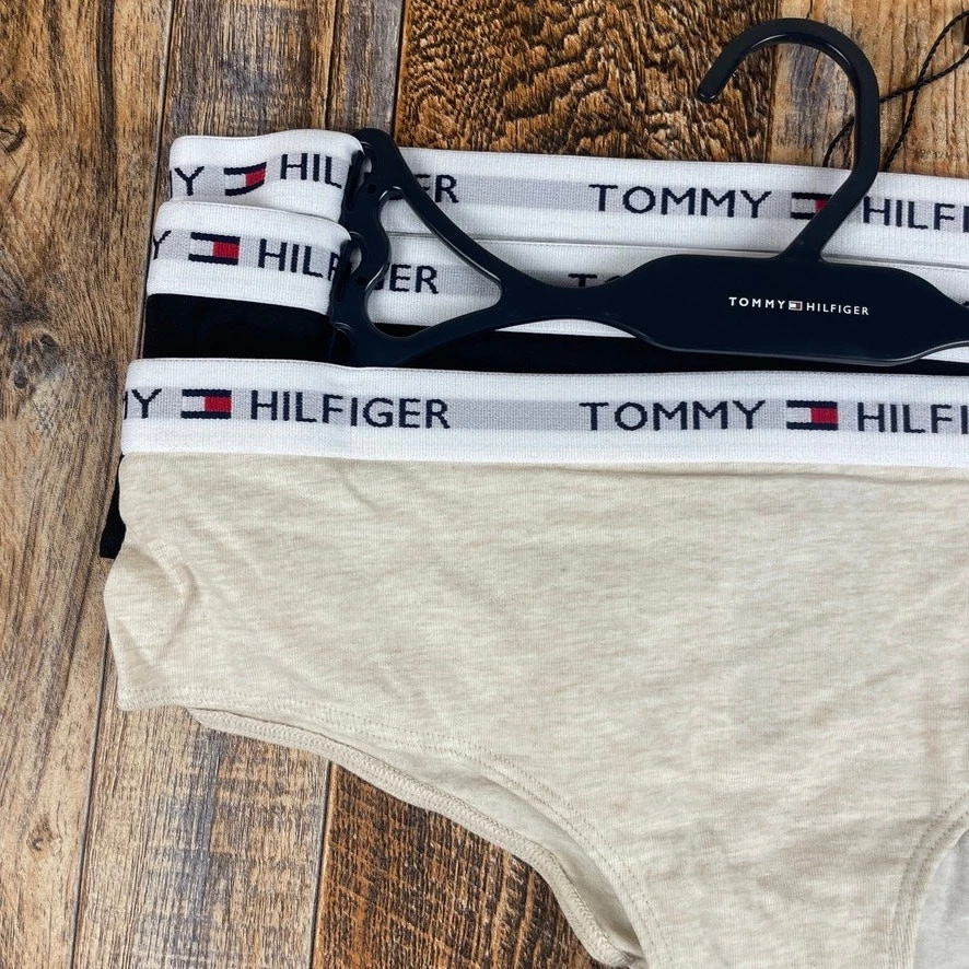 Tommy Hilfiger Mujer Gris Medio Negro Tostado Poliéster Ropa Interior Bragas 3PK Foto 4 de 4