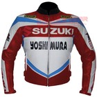 YOSHIMURA SUZUKI GSX-R RED MOTORBIKE MOTORCYCLE COWHIDE LEATHER JACKET