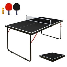 Foldable Portable Ping Pong Table Set with Net  Paddles, 4.5ft Indoor Outdoor