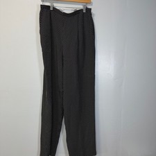 Vintage Talbots Womens 12 Black Polka Dot Wide Leg Trousers USA Made Office