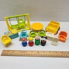 Vintage Little People FURNITURE & FAMILY SET Figures Dog Car - Fisher Price 1972