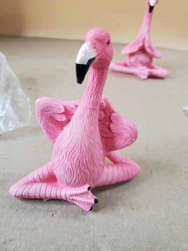 Pink Flamingo Figurine Seated Yoga Lotus Pose Figurine - Picture 5 of 9