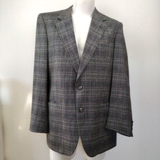 Vintage 90s Burberrys Plaid Blazer Gray Windowpane Single Breasted Men's 42