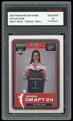 Caitlin Clark 2024 Panini Instant WNBA Draft Night 1st Graded 10 