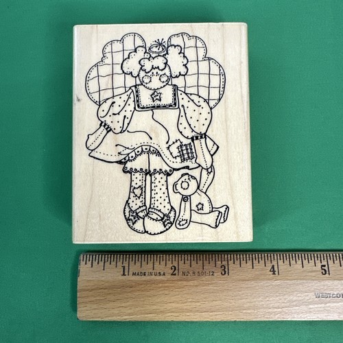Annette Watkins LAUREN ENGEL Stoffpuppe Teddybär Holz montiert Gummi Handarbeit Stempel - Bild 7 von 7