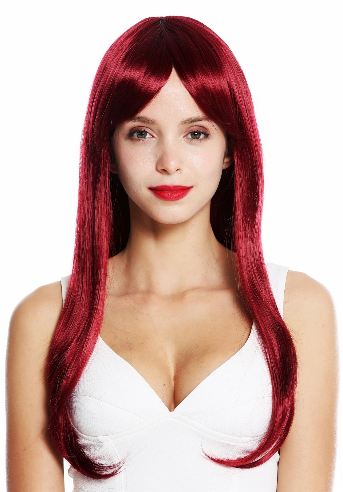 WIG ME UP Ladies Wig Long Straight Long Bangs Parted Red VK30