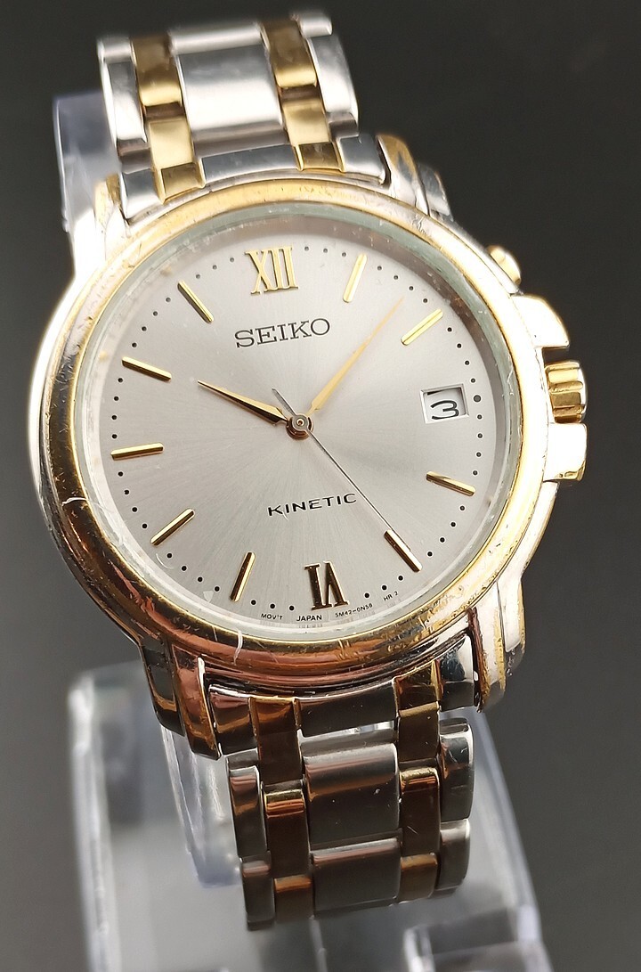 w/Video: Nice Looking 5M42 0J69 Seiko Kinetic Mens Watch