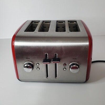 KitchenAid Model KMT4115ER0 4 Slice Stainless Steel Bread Toaster Red 