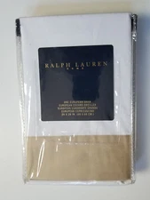 RALPH LAUREN FULTON WHITE WITH CAMEL CUFF ONE EURO PILLOW SHAM 