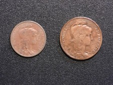 5 u. 10 Cent Münze 1907,1916, Republique Francaise, Liberte Egalite Fraternite,