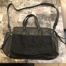 Pour La Victoire Black Leather Removable Shoulder Strap Hair Calf Fur Handbag