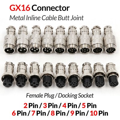 GX16 Connector Metal Inline Cable butt Joint Aviation Plug Socket
