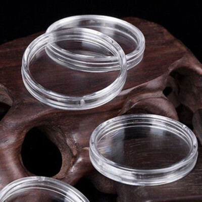 100Pcs 20mm Clear Round Plastic Coin Holder Capsule Container Storage Case Box