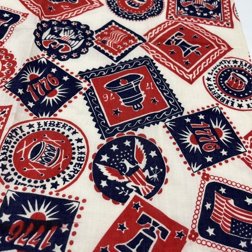 Vtg Patriotic Red White Blue Stars Stripes Scarf 1776 Liberty Bell Handmade 19" - Picture 2 of 8