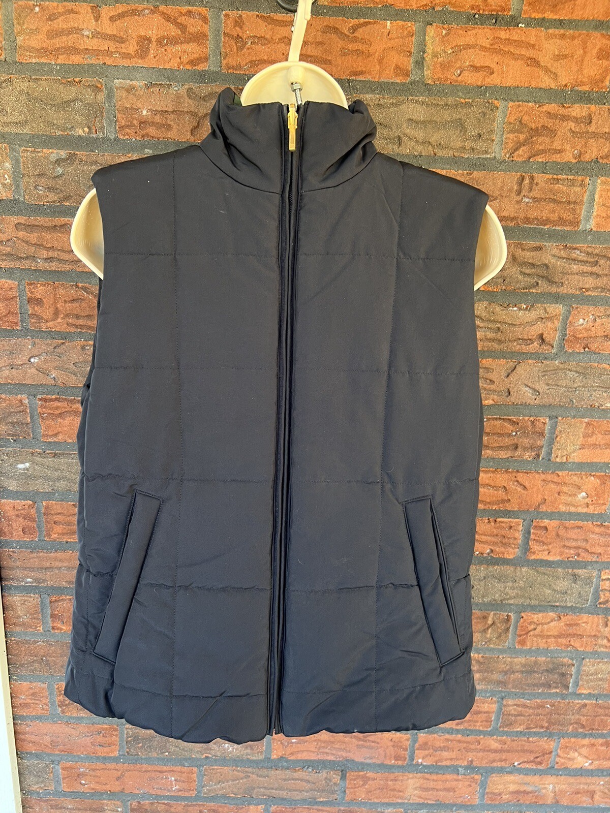 Chaps Reversible Vest Small Solid Black Green Buf… - image 11