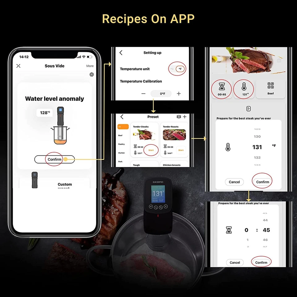 Inkbird Sous Vide Precision Cookers WiFi Circolatore Temperatura Timer Controllo - Immagine 3 di 4