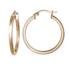 Rose Gold Tone over Sterling Silver 2mm High Polished Square Hoop Earrings, 30mm