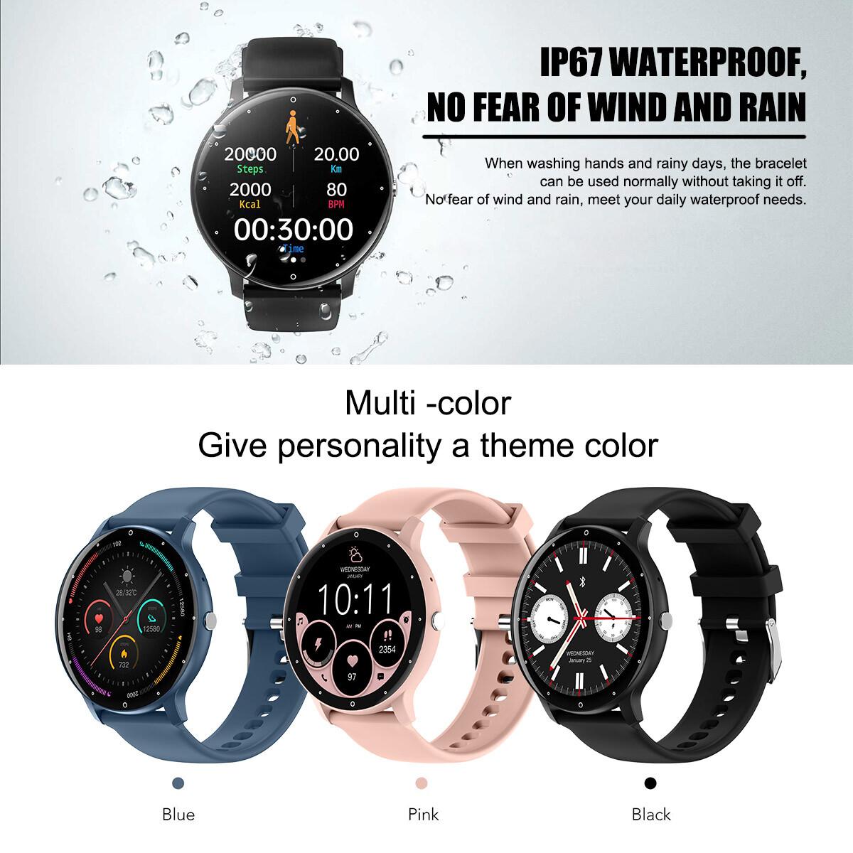 Smart Watch Fitness Tracker Heart Rate Bluetooth Call Men Women Sport