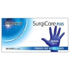 MARK3 SurgiCare Plus Blue Nitrile Exam Gloves, Medium, 200/Box