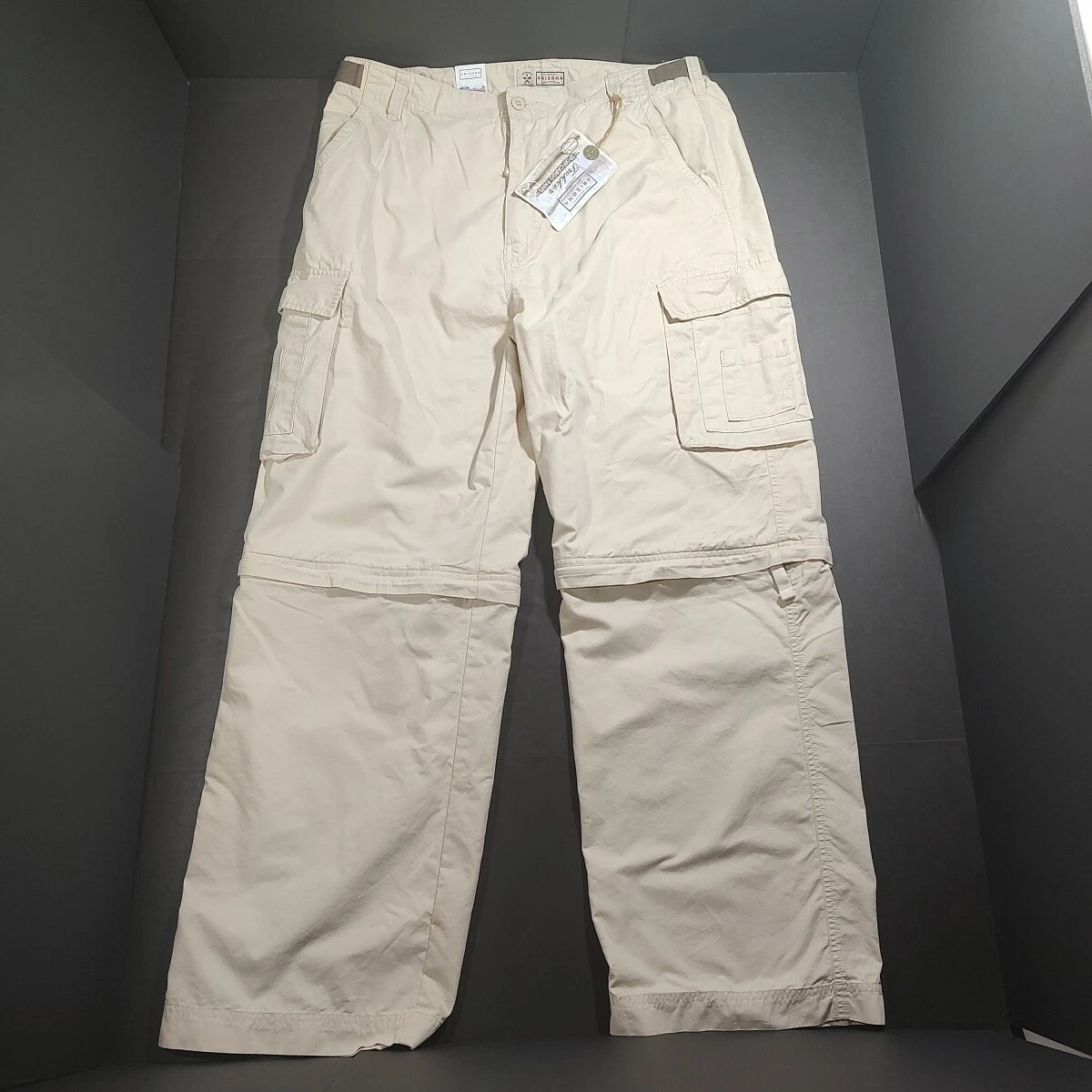 NEW Arizona Trekker Zip Off Convertible Outdoor Khaki Cargo Pants Men 38 x  32