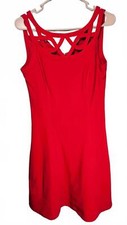 White House Black Market Women's Red Dress with Unique Straps Size 6