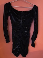ZARA BLACK VELVET RUCHED BODYCON PARTY WEDDING Size M Short Dress