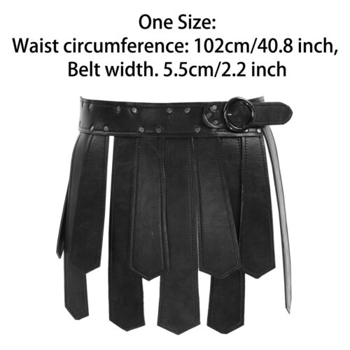 Costume vestito uomo gladiatore romano pelle PU gonna cintura vita petto imbracatura - Foto 7 di 175