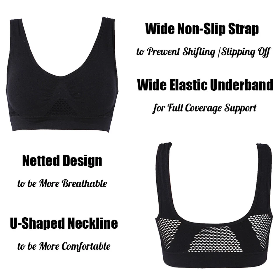 Women Sports Bra High Impact Wireless Seamless Padded Comfort S-XXL Workout Yoga - Image 3 of 4