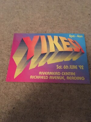 Yikes 6 June 1992 @ The Rivermead Centre Reading Rave Flyer Flyers