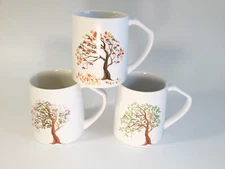 Teanagoo SEASONS Mugs Set of 3 Comfort Handle Nature Trees Ecology  NWOT