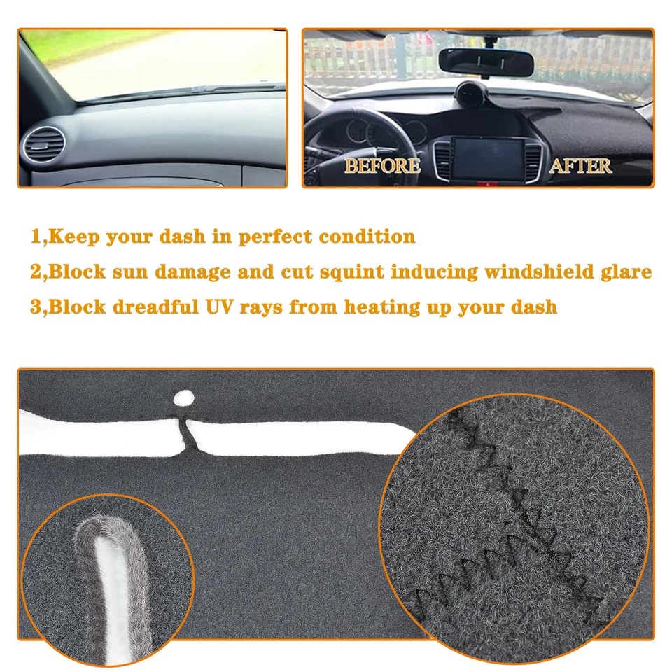 Alfombrilla de tablero gris cubierta de tablero alfombra para Dodge Ram 1500 2500 3500 1998-2001 Foto 2 de 4