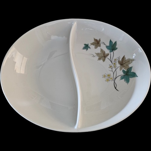 Syracuse China Carefree Woodbine Oval Divided Serving Bowl NO Chips or Crazing - Picture 2 of 3