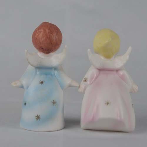2 Schmid Bros. Bisque 3.5" Boy Girl Kissing Angel Figurines Hand-Painted Japan - Picture 5 of 7
