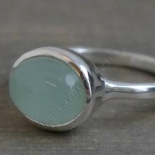Natural Aqua Chalcedony Gemstone 925 Sterling Silver Handmade Birthday Gift Ring
