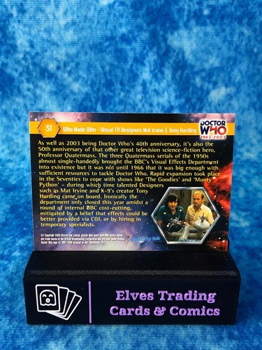 Doctor Who 1963-2003: 40th Anniversary SINGLE Non-Sport Trading Card 2003 - Picture 102 of 228