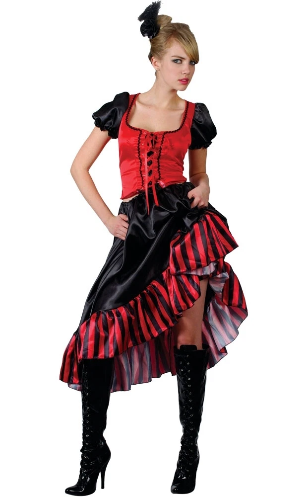 Ladies WESTERN CAN CAN SALOON GIRL Fancy Dress Moulin Rouge Costume UK 8-28  Sexy