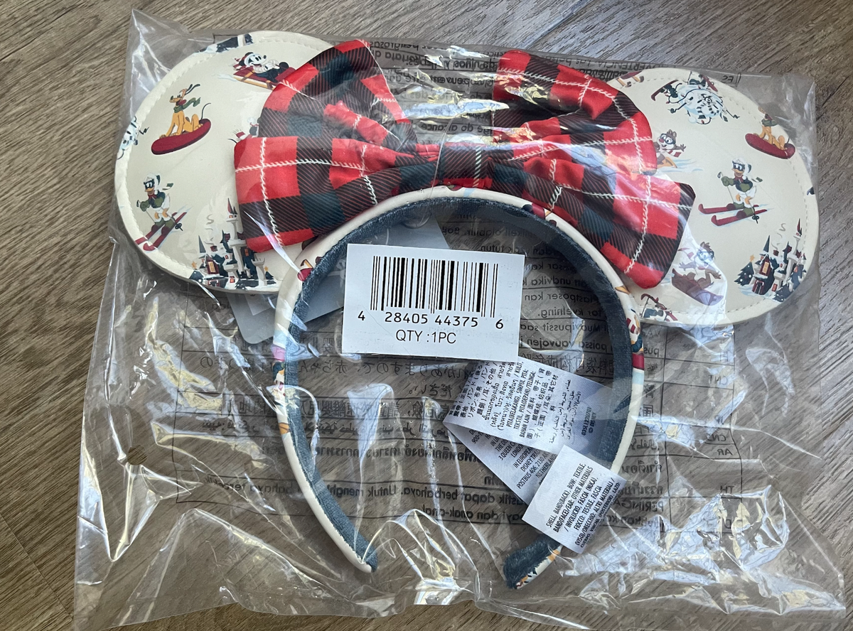 NWT Disney Parks Minnie Mouse Holiday Ears Headband Plaid  display picture 1