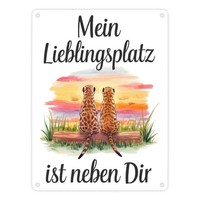 Zwei ErdmäNnchen - Lieblingsplatz Neben Dir Metallschild In 15X20 Cm