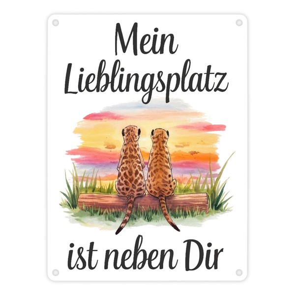 Zwei ErdmäNnchen - Lieblingsplatz Neben Dir Metallschild In 15X20 Cm-image