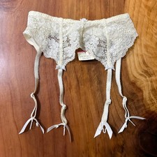 NOS Vintage 90s Victoria's Secret Garter Belt M Second Skin Satin Nylon Lace B24