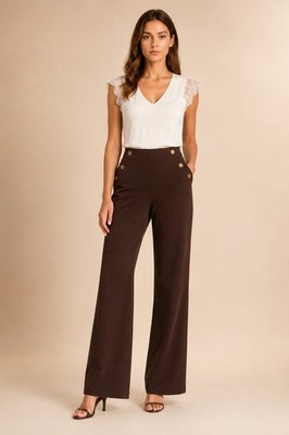 Women's High Waist Wide Leg Trousers Palazzo Pants Casual Office Work