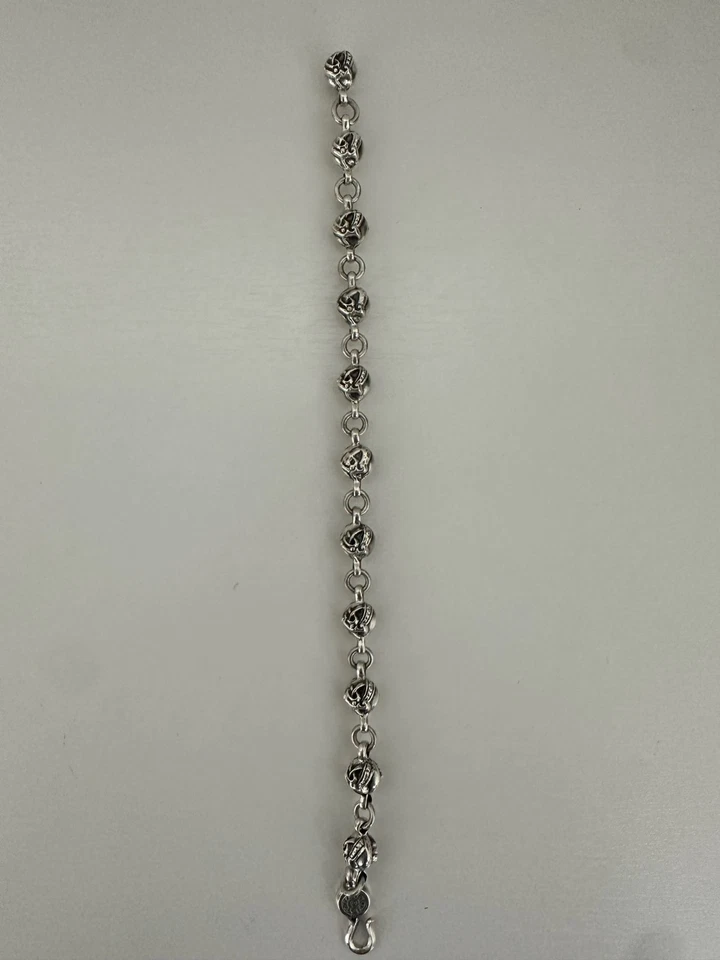 Pulsera Cabeza de Dragón Corazones Cromados Plata de Ley 925 Auténtica De Colección Foto 3 de 4