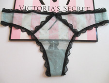 VICTORIA'S SECRET DREAM ANGELS Thong Panty M L Blue Black NWT Lace Mesh VS