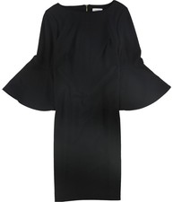 Calvin Klein Womens Bell Sleeve Sheath Dress, Black, 8