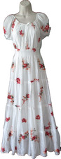 NWT Anthropologie Kindred Women's Maxi Dress White Embroidered Lined Size PS