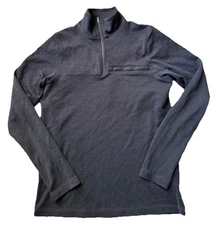 Ibex Merino Black 1/4 Zip Pullover Sweater Men's S USA Rambouillet