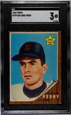 1962 Topps #199 Gaylord Perry Rookie Card SGC VG 3. rookie card picture