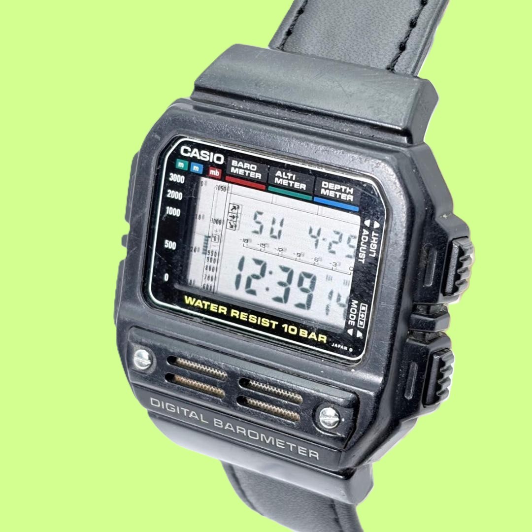 Rare CASIO BM-100W Vintage Digital Barometer Watch World First Sensor Black