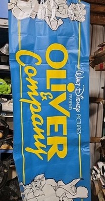 Vintage Disney Oliver & Company Movie Vinyl Banner 9 Ft Theater Display