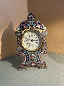 VINTAGE French? CLOISONNÉ Portraits Clock working keeps time